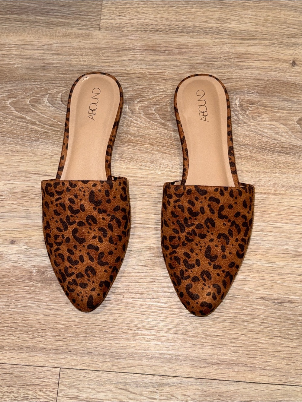 ABOUND Brown Leopard-Print Pointed Slip-On Mules
